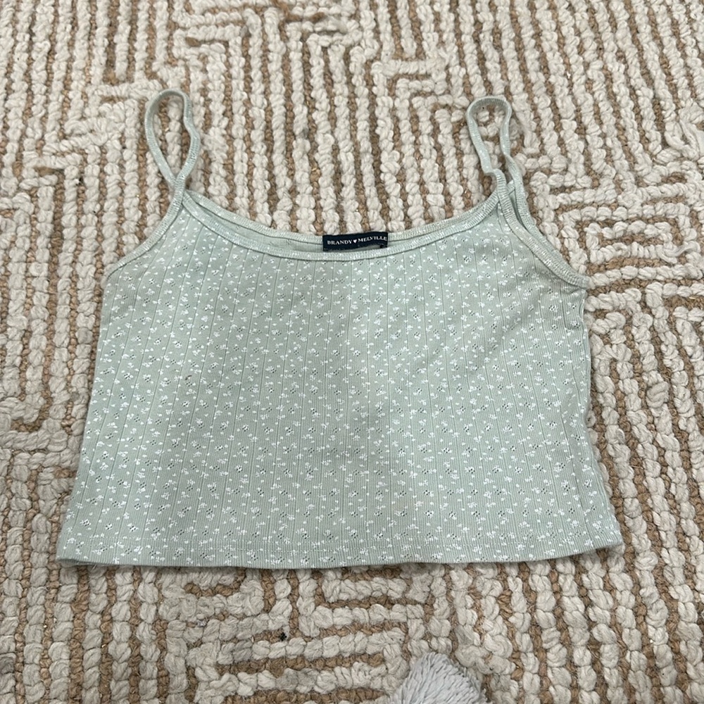 Brandy Melville tank top green floral one size
